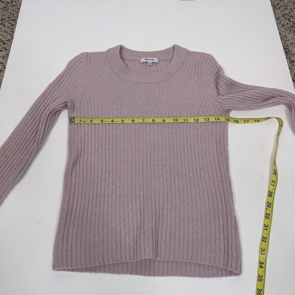 Madewell Bell Sleeve Ribbed Crew Neck Wool Blend Blush Pink Sweater - Picture 8 of 9